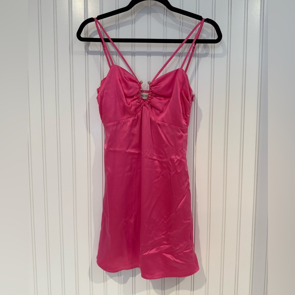 NICHOLAS Pink Mini Dress with Sweetheart Neckline